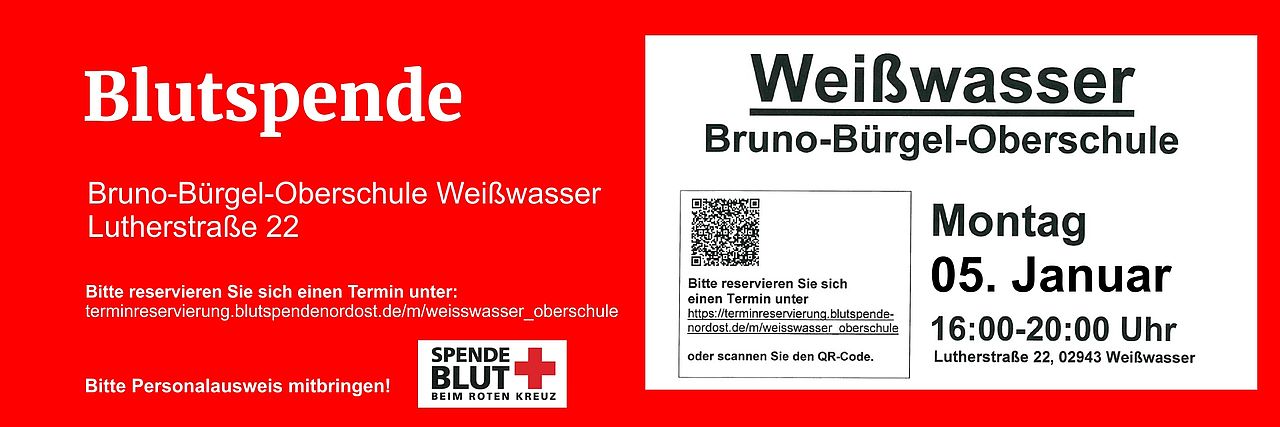 Blutspende 05.01.26 Oberschule Weißwasser Blutspende 05.01.26 Oberschule Weißwasser